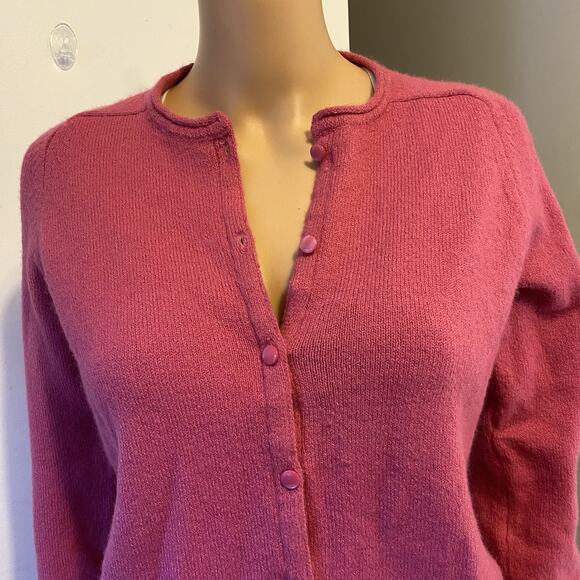 GAP Stretch Women S LongSleeve Cozy ButtonUp WoolBlend Knit Pink Cardigan Career - Picture 7 of 9